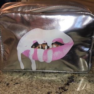 Kylie cosmetics silver makeup bag, lightly used